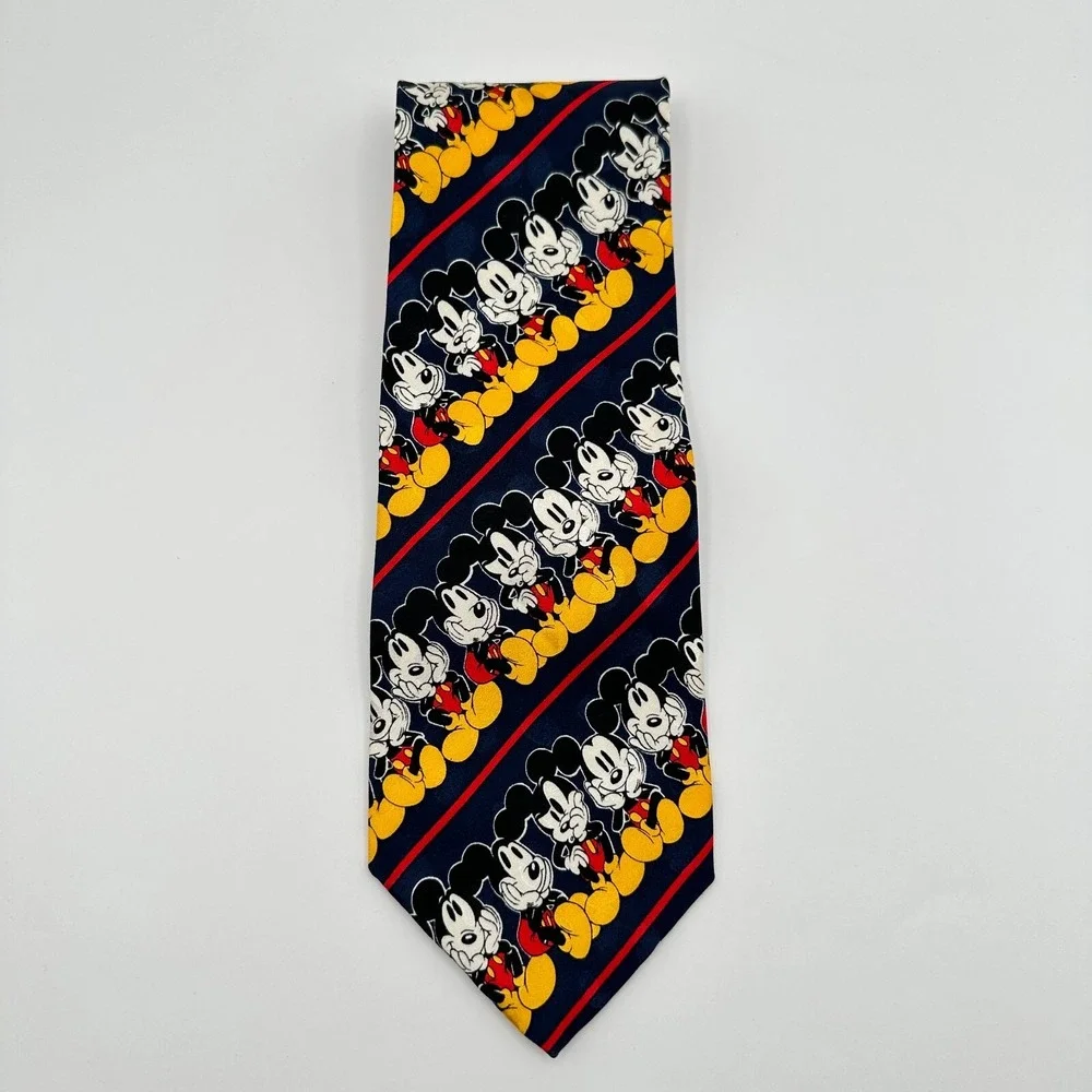 Vintage Mickey Inc. Mickey Mouse Necktie Mens Black Yellow Silk Classic Disney
